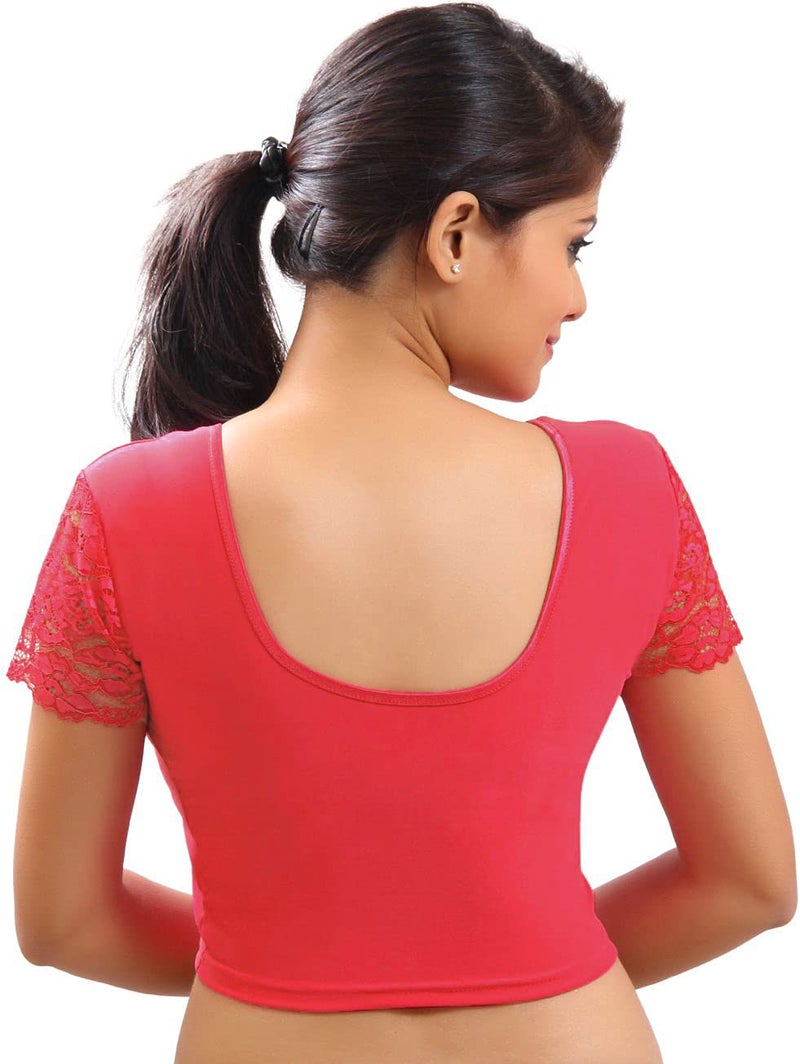 themilestocks Women's Blouses Readymade Gold Stretchable Saree Crop Top Choli Free Size Sparkling - Image 2